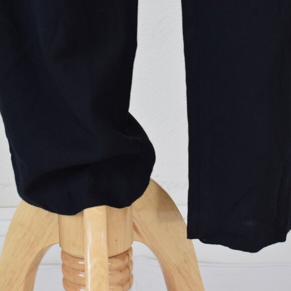 Vintage 80s Gathered Waist‎ Black Lounge Rayon Pants size 12 | 30-34 waist - Picture 7 of 10